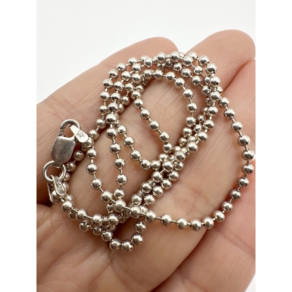 925 Italy Sterling Silver Bead Ball Chain Necklace 18”